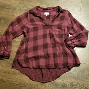 99% COTTON plaid blouse